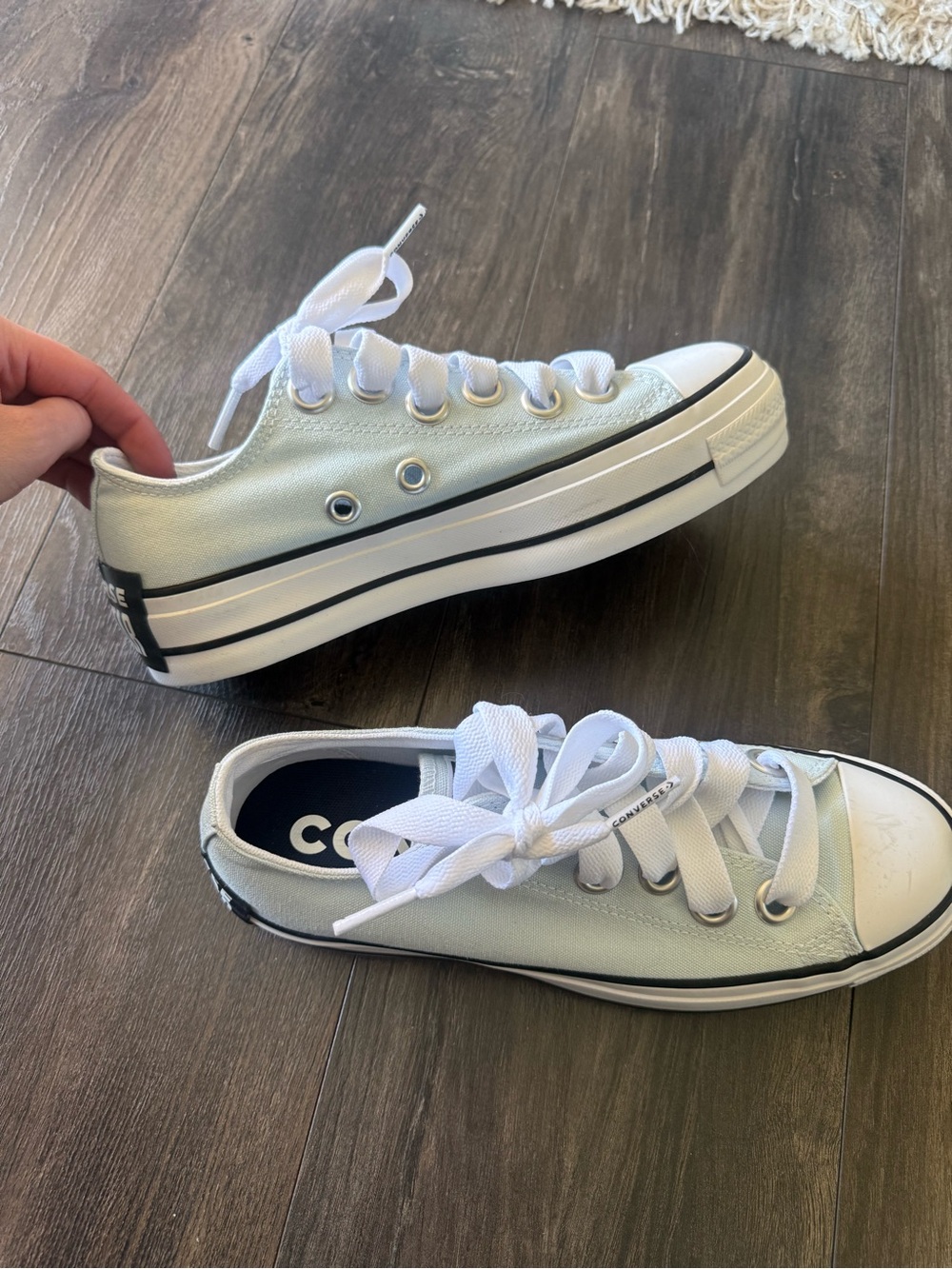 Converse Low Top Platform Sneakers in Light Blue